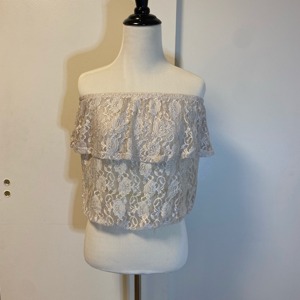Forever 21 // Medium // White lace top // off the shoulder